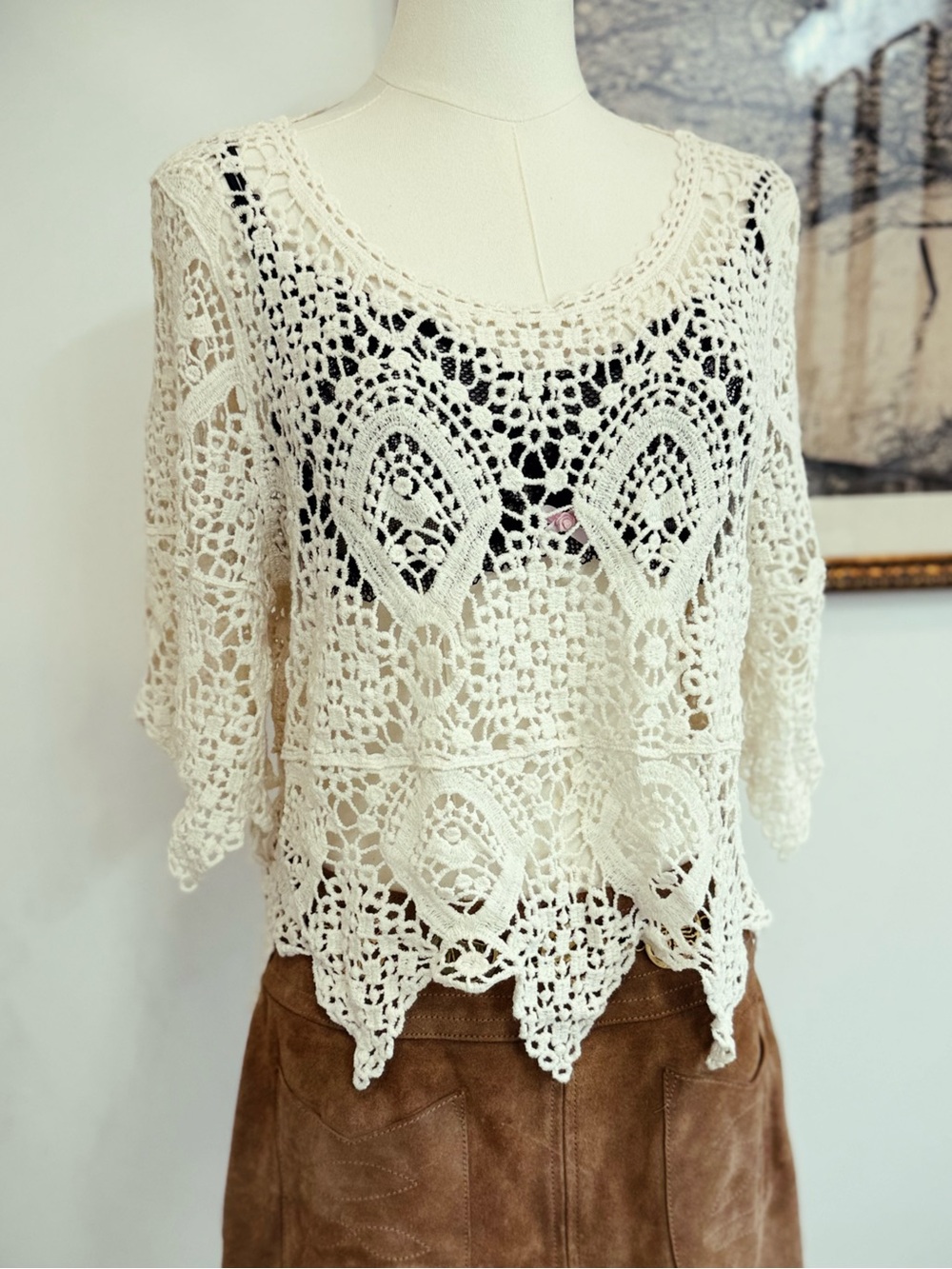 ✨ FREE PEOPLE vintage crochet top doesn't